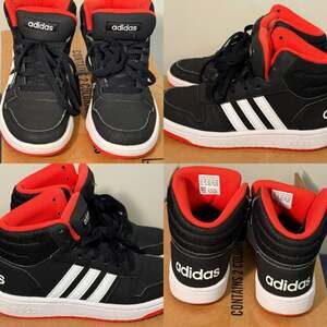 Adidas Hoops 2.0 Mid Kids Sneakers Black White Red